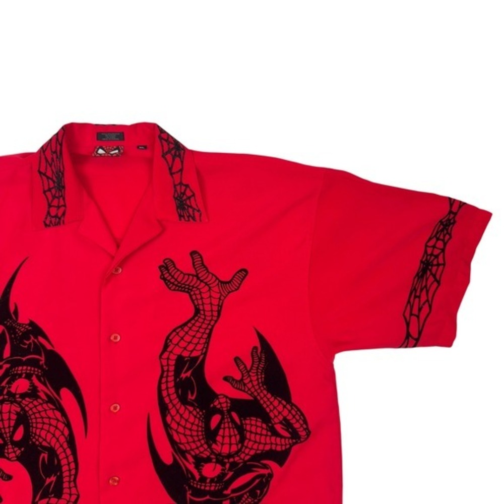 Vintage‎ 2001 Marvel Comics Spider-Man Shirt Men XL Red Button Up
